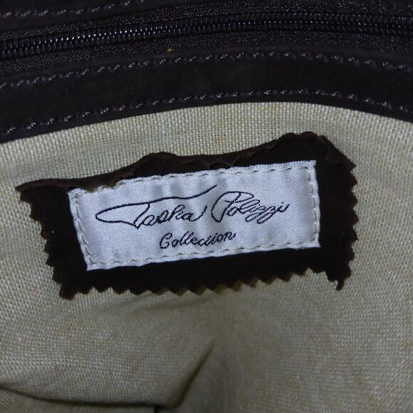 Tasha Polizzi Collection Large Brown Hobo Unique Embroidered & Beaded Flowers - Picture 5 of 8